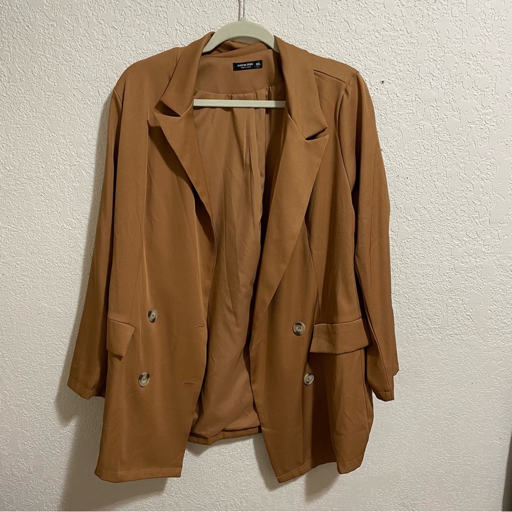 SHEIN curve 0XL Blazer Jacket Tan
